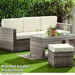 Garden Gear Riviera 5-Seat Rattan Set -Bloom Haven Herbaceous Perennials Deals Store RIVI RATTNLGRY B61436