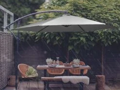 Idooka 300cm Grey Cantilever Garden Parasol - Patio Umbrella & Sun Shade -Bloom Haven Herbaceous Perennials Deals Store Rainy20Day1