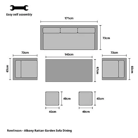 Rowlinson Garden Albany Rattan Sofa Dining Set 7 Seat Grey 3 Rowlinson Garden Albany Rattan Sofa Dining Set 7 Seat Grey - Image 3