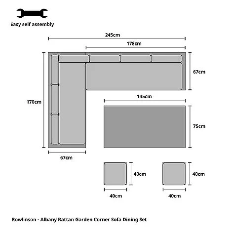 Rowlinson Garden Rattan Corner Sofa Dining Set Grey 8 Seater 2 Rowlinson Garden Rattan Corner Sofa Dining Set Grey 8 Seater - Image 2
