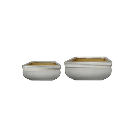 Square Bonsai Planter Cream Set Of 2 1 Square Bonsai Planter Cream Set Of 2