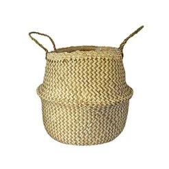 Seagrass Chevron White Lined Basket Small H25Cm D30Cm