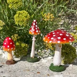 Set 3 Garden Mushroom Ornaments -Bloom Haven Herbaceous Perennials Deals Store SET3MUSH 12