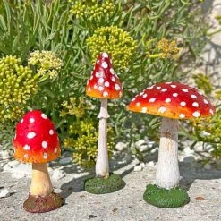 Set 3 Garden Mushroom Ornaments -Bloom Haven Herbaceous Perennials Deals Store SET3MUSH 9