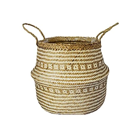 Seagrass Tribal White Lined Basket Medium H30Cm D35Cm 1 Seagrass Tribal White Lined Basket Medium H30Cm D35Cm
