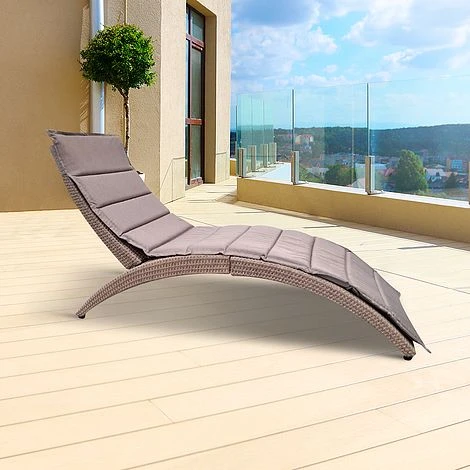 Albany Garden Rattan Sunbed Lounger Foldable Chair With Cushions 1 Albany Garden Rattan Sunbed Lounger Foldable Chair With Cushions