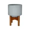 Vigo Concrete Grey Planter With Stand 22cm