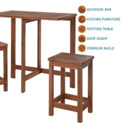 Idooka Acacia Wood Bistro Bar Set -Bloom Haven Herbaceous Perennials Deals Store VT2200360.KeyFeatures