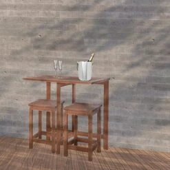 Idooka Acacia Wood Bistro Bar Set -Bloom Haven Herbaceous Perennials Deals Store VT2200360.TuckedIn