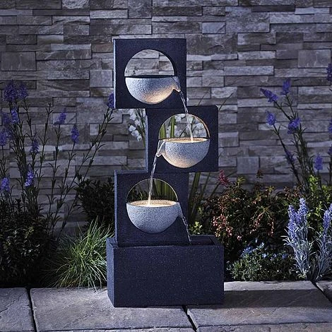 Serenity Modern Granite-Effect Cascading Bowls Water Feature 1 Serenity Modern Granite-Effect Cascading Bowls Water Feature