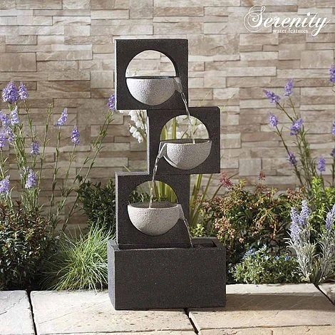 Serenity Modern Granite-Effect Cascading Bowls Water Feature 2 Serenity Modern Granite-Effect Cascading Bowls Water Feature - Image 2
