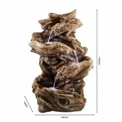 Serenity Four-Tier Wood-Effect Water Feature -Bloom Haven Herbaceous Perennials Deals Store WEBG3942