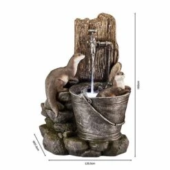 Serenity Playing Otters Water Bucket Water Feature -Bloom Haven Herbaceous Perennials Deals Store WEBG3943