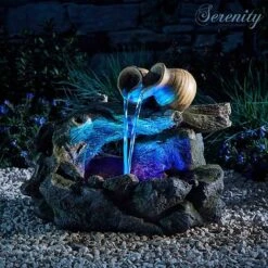 Serenity Table-Top Woodland Pouring Pots Water Feature -Bloom Haven Herbaceous Perennials Deals Store WEBG39594