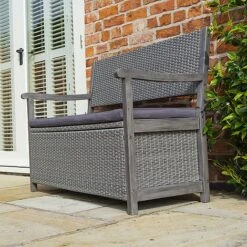 Rowlinson Alderley Rattan Storage Bench 2 Seat Grey -Bloom Haven Herbaceous Perennials Deals Store WICKBENCH Alderley20storage20bench 03