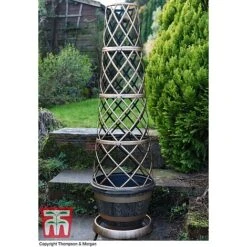 Wooden Barrel Effect Tower Pot -Bloom Haven Herbaceous Perennials Deals Store WOOD KB0330 A