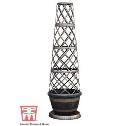 Wooden Barrel Effect Tower Pot -Bloom Haven Herbaceous Perennials Deals Store WOOD KB0330 C