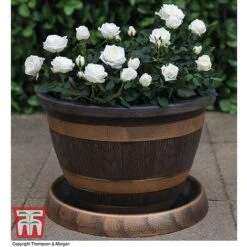 Wooden Barrel Effect Tower Pot -Bloom Haven Herbaceous Perennials Deals Store WOOD KB0330 E