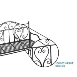 Idooka Folding Metal Bench With Heart Design -Bloom Haven Herbaceous Perennials Deals Store X77000110.Design