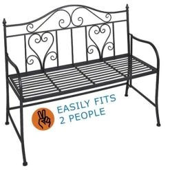 Idooka Folding Metal Bench With Heart Design -Bloom Haven Herbaceous Perennials Deals Store X77000110.TwoPeople