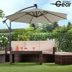 Solar LED Cantilever Parasol -Bloom Haven Herbaceous Perennials Deals Store g0588 15