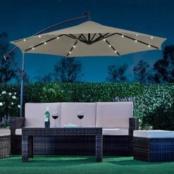 Solar LED Cantilever Parasol -Bloom Haven Herbaceous Perennials Deals Store g0588 16