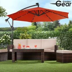 Solar LED Cantilever Parasol -Bloom Haven Herbaceous Perennials Deals Store g0588 19
