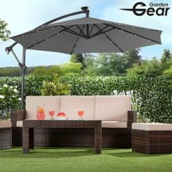 Solar LED Cantilever Parasol -Bloom Haven Herbaceous Perennials Deals Store g0588 2
