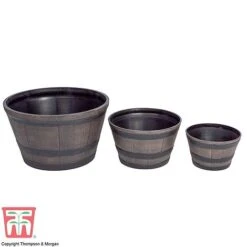 Wooden Barrel Effect Planter – Large -Bloom Haven Herbaceous Perennials Deals Store wood bar22