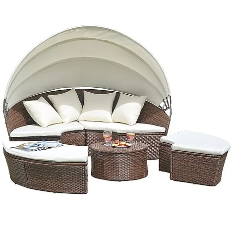 Rattan Day Bed With Table - 180cm 3 Rattan Day Bed With Table - 180cm - Image 3