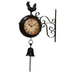 Wall Mounted Metal Rooster Clock -Bloom Haven Herbaceous Perennials Deals Store z G26252