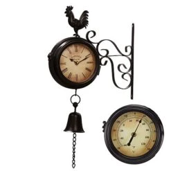 Wall Mounted Metal Rooster Clock -Bloom Haven Herbaceous Perennials Deals Store z G26254