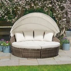 Rattan Day Bed With Table - 180cm