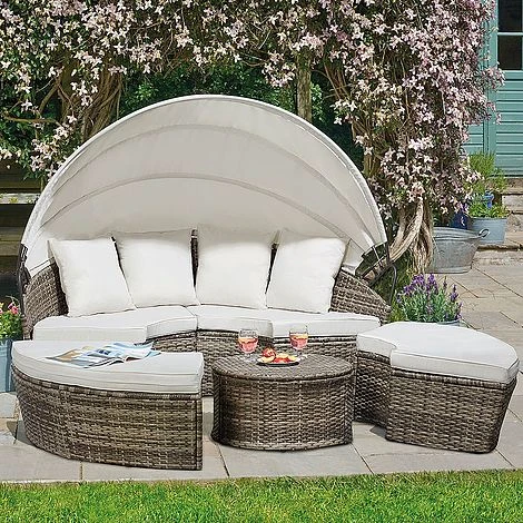 Rattan Day Bed With Table - 180cm 2 Rattan Day Bed With Table - 180cm - Image 2