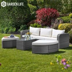 Firenze Five-Section Rattan Daybed - Dark Grey With Cover 7 Firenze Five-Section Rattan Daybed - Dark Grey With Cover -Bloom Haven Herbaceous Perennials Deals Store z RattanG25815